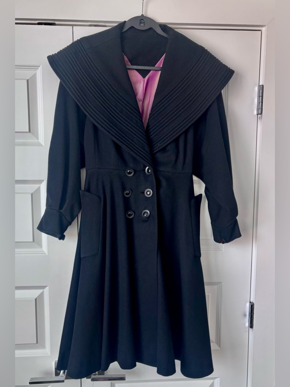 Vintage 1940s 1950s Wool Princess Coat w/ Cape Collar – Petite XS S – Handmade